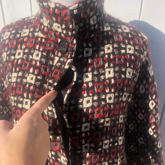 Searle Wool Multi Color Button Front Cape - Picture 6 of 8